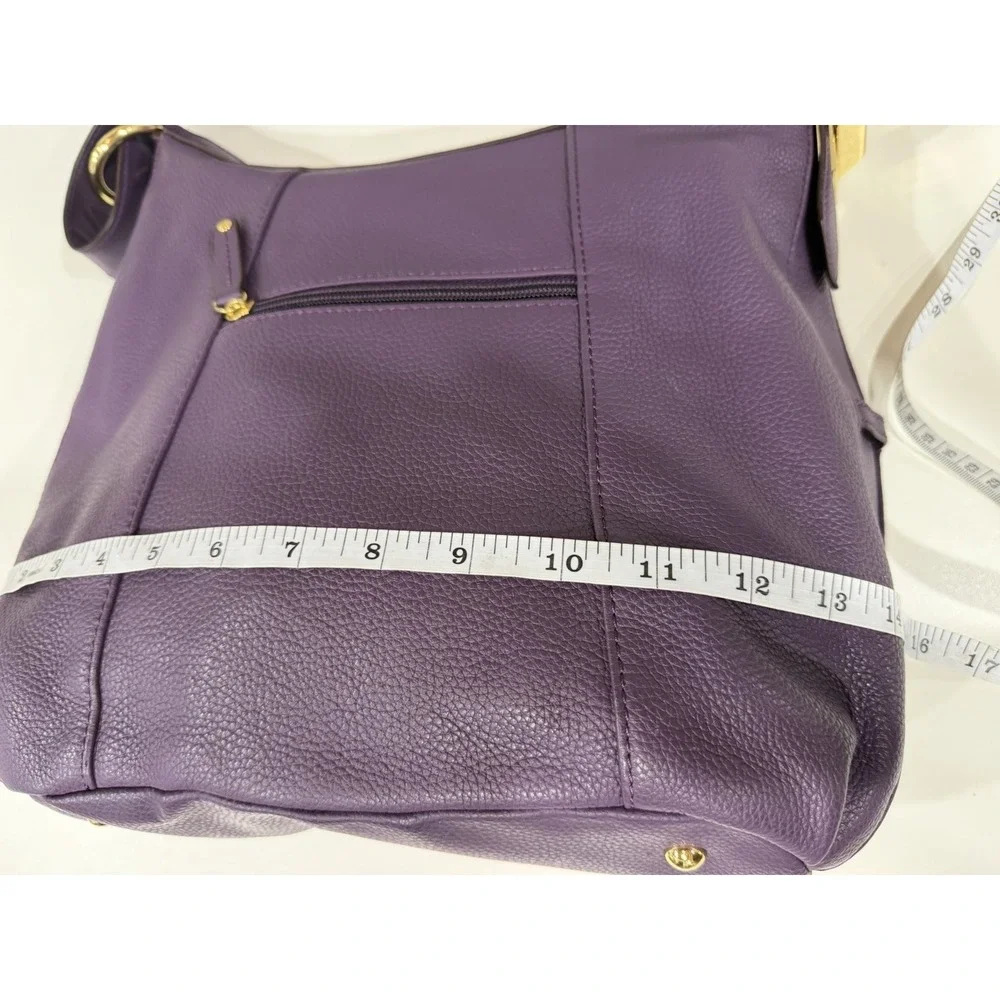 Tignanello Purple Leather Hobo Bag Slouchy Shoulder Purse Gold Hardware Y2K